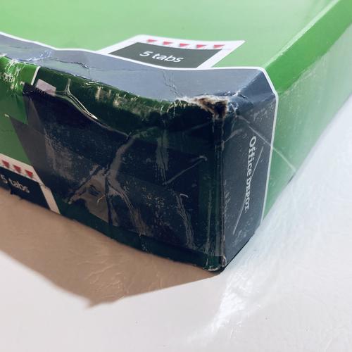 Pack of green legal hanging file folders with adjustable tabs in box