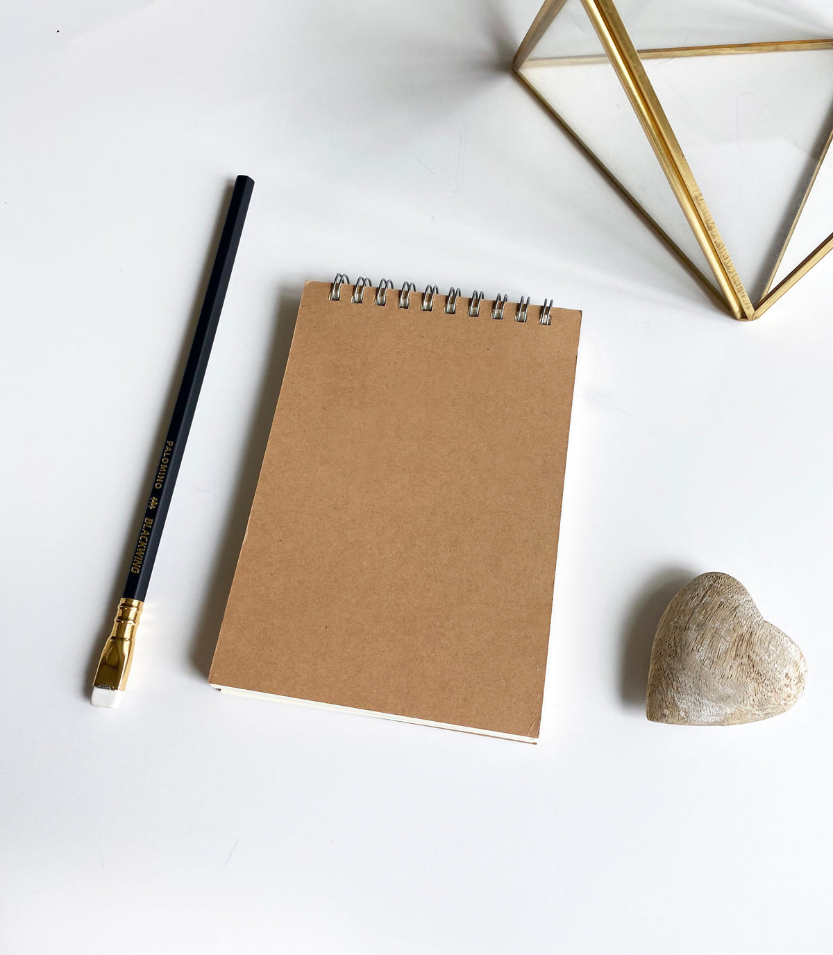 Kraft spiral notebook with metal coil binding and blank front cover
