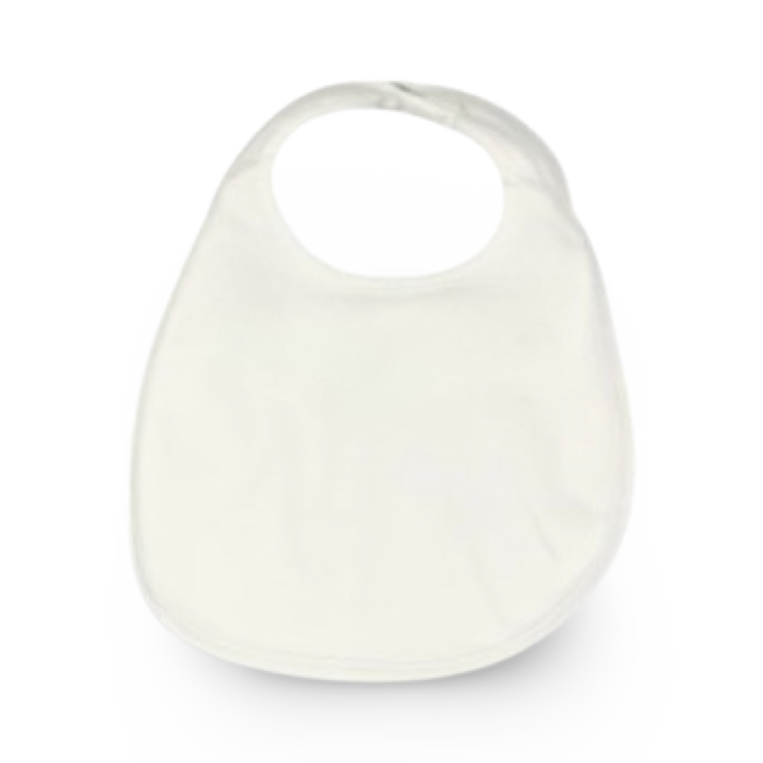 White cotton bib with round neck opening