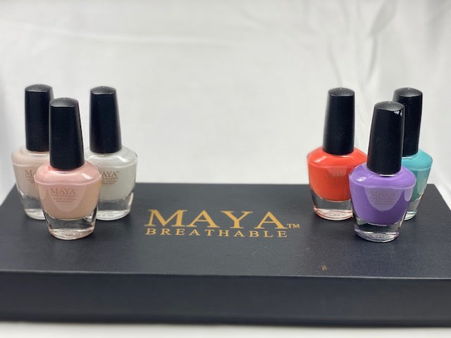 6-piece nail polish gift set with six bottles in assorted colors, black caps