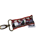Holiday gnome-pattern LippyClip lip balm holder with clasp keyring