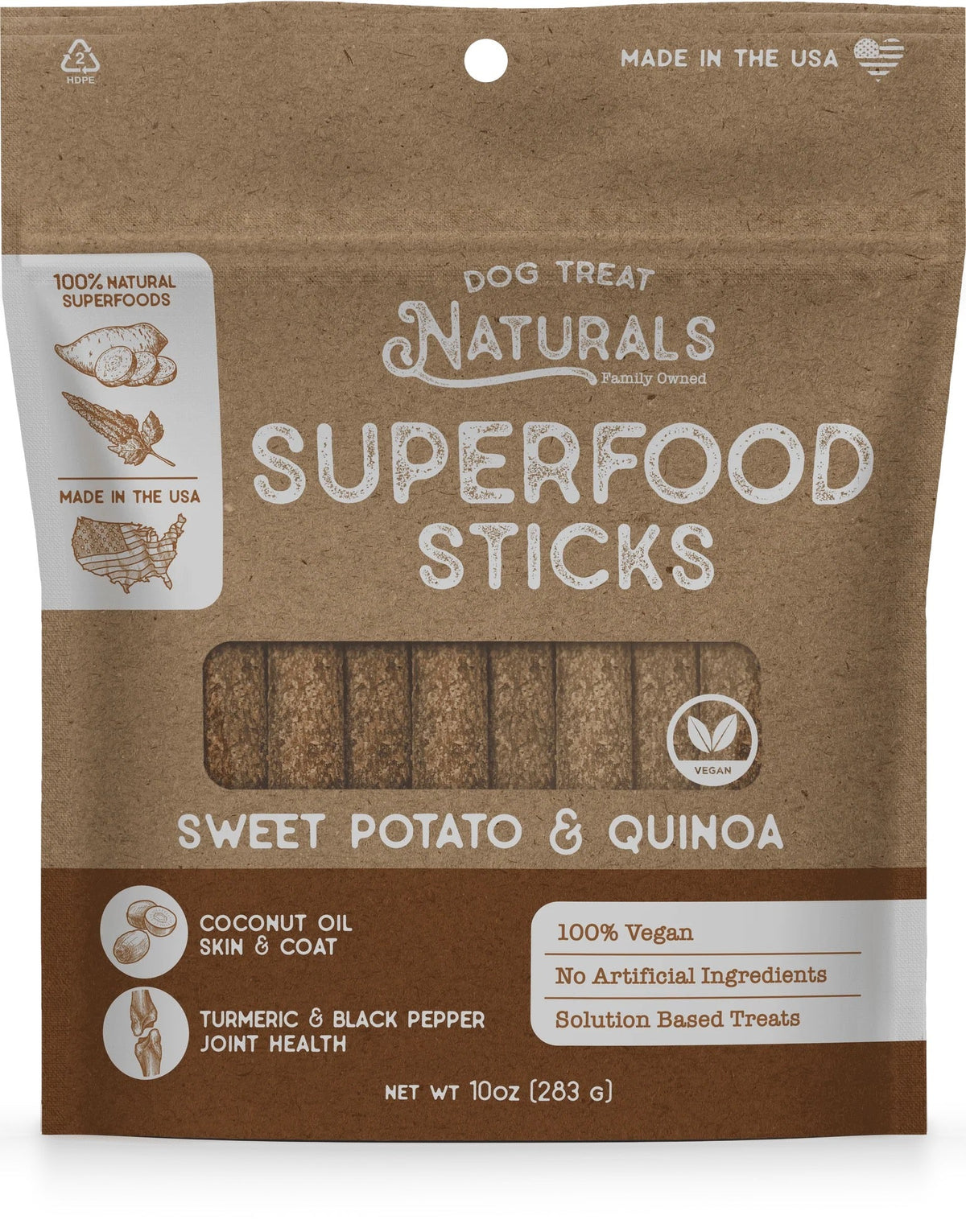 Dog treat bag for Natural Superfood Sticks, sweet potato & quinoa