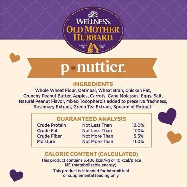 Old Mother Hubbard p-nuttier mini dog treats ingredients and guaranteed analysis panel