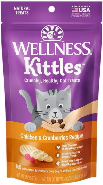 Wellness Kittles cat treat pouch with chicken & cranberry recipe, 2 oz