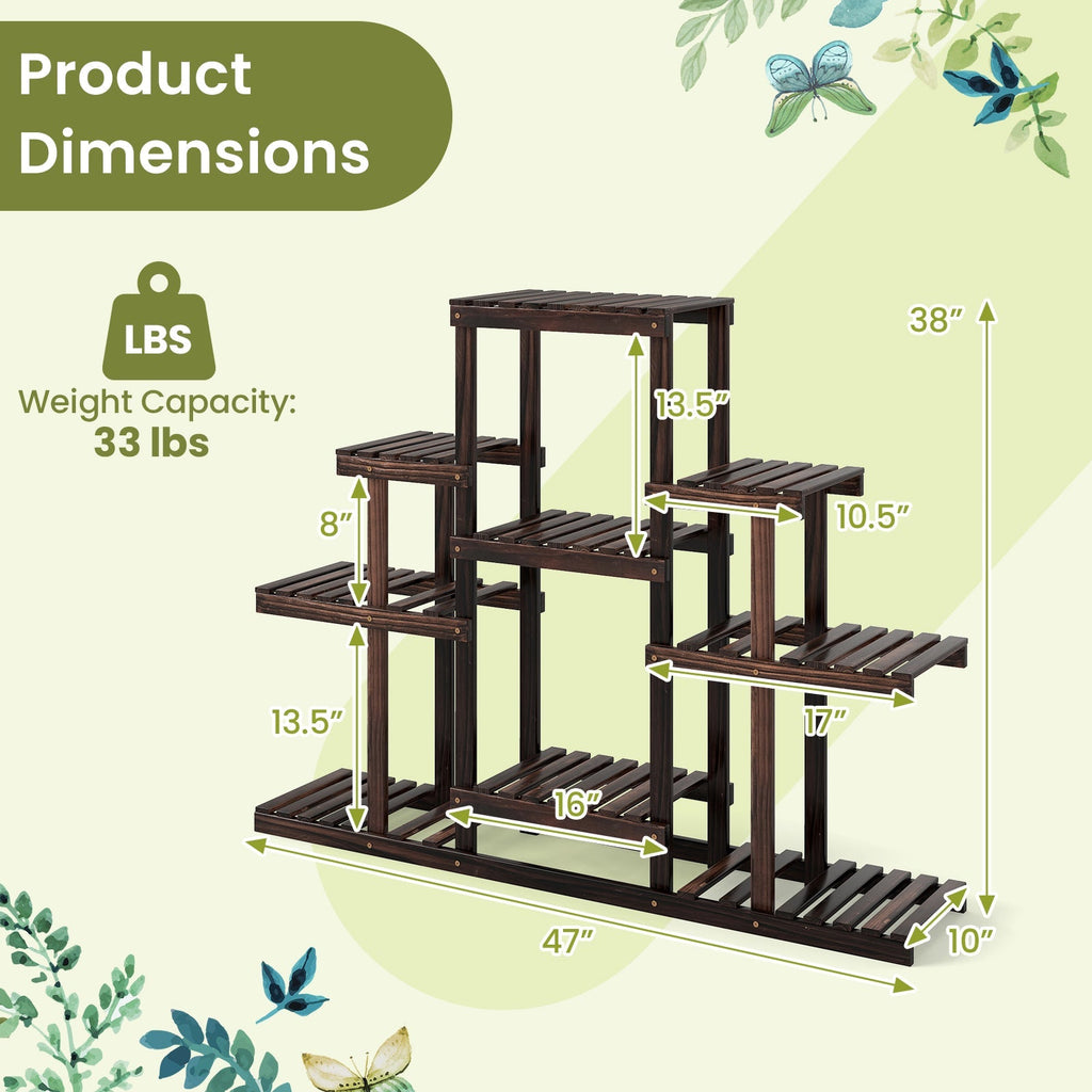 Wood plant stand dimensions diagram with height and weight capacity