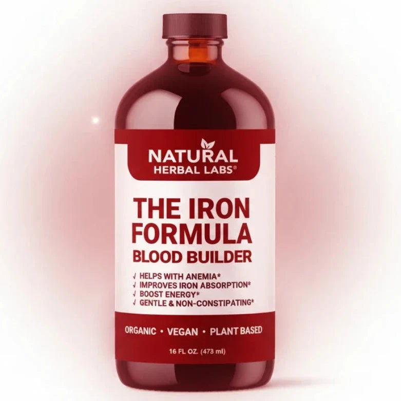 Natural Herbal Labs Organic Herbal Iron Formula in a dark amber bottle