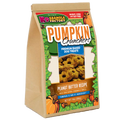 Dog treat bag with Pumpkin Crunchers label, peanut butter recipe and banana