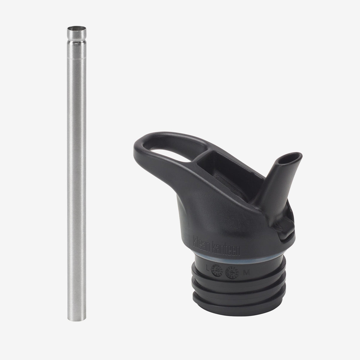 Black flip spout sport cap with removable straw for kids insulated bottle