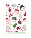 Double-sided tea towel with colorful cookie and candy print