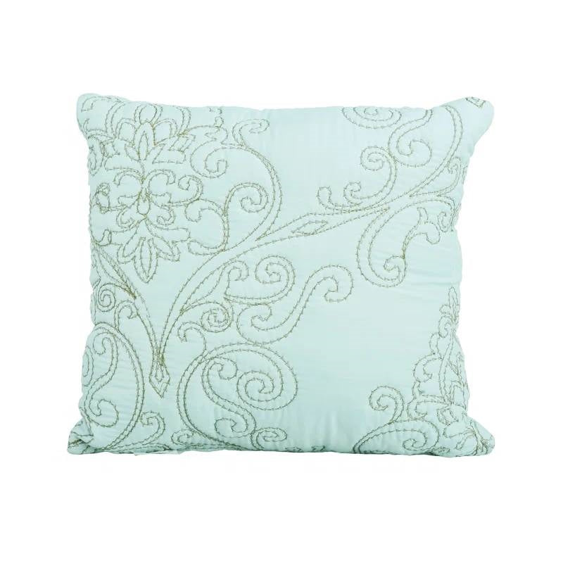 King size Light Blue Damask Embroidered 4 Piece Oversized Bedspread Set