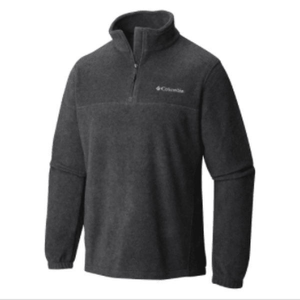Columbia men's charcoal half-zip fleece jacket with stand collar and small chest logo