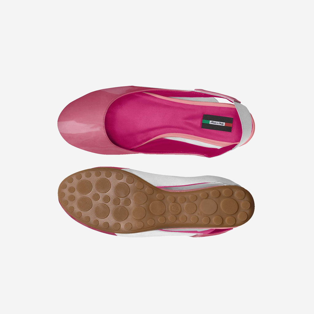 Kids' vegan ballerina flats, pink upper with matching insole and rubber outsole