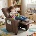 Kids recliner chair in dark brown with padded arms and adjustable backrest