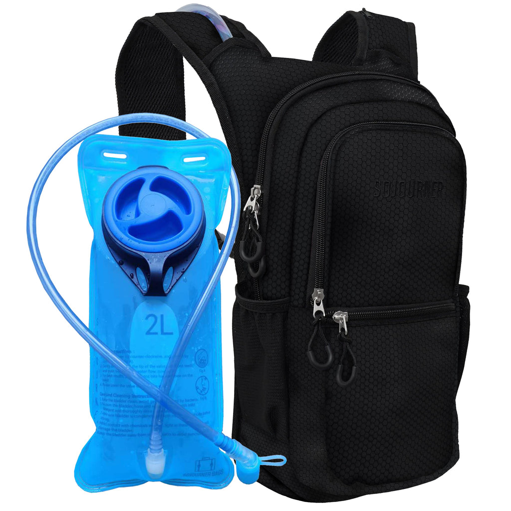 Medium hydration pack backpack with blue 2L bladder and drinking tube