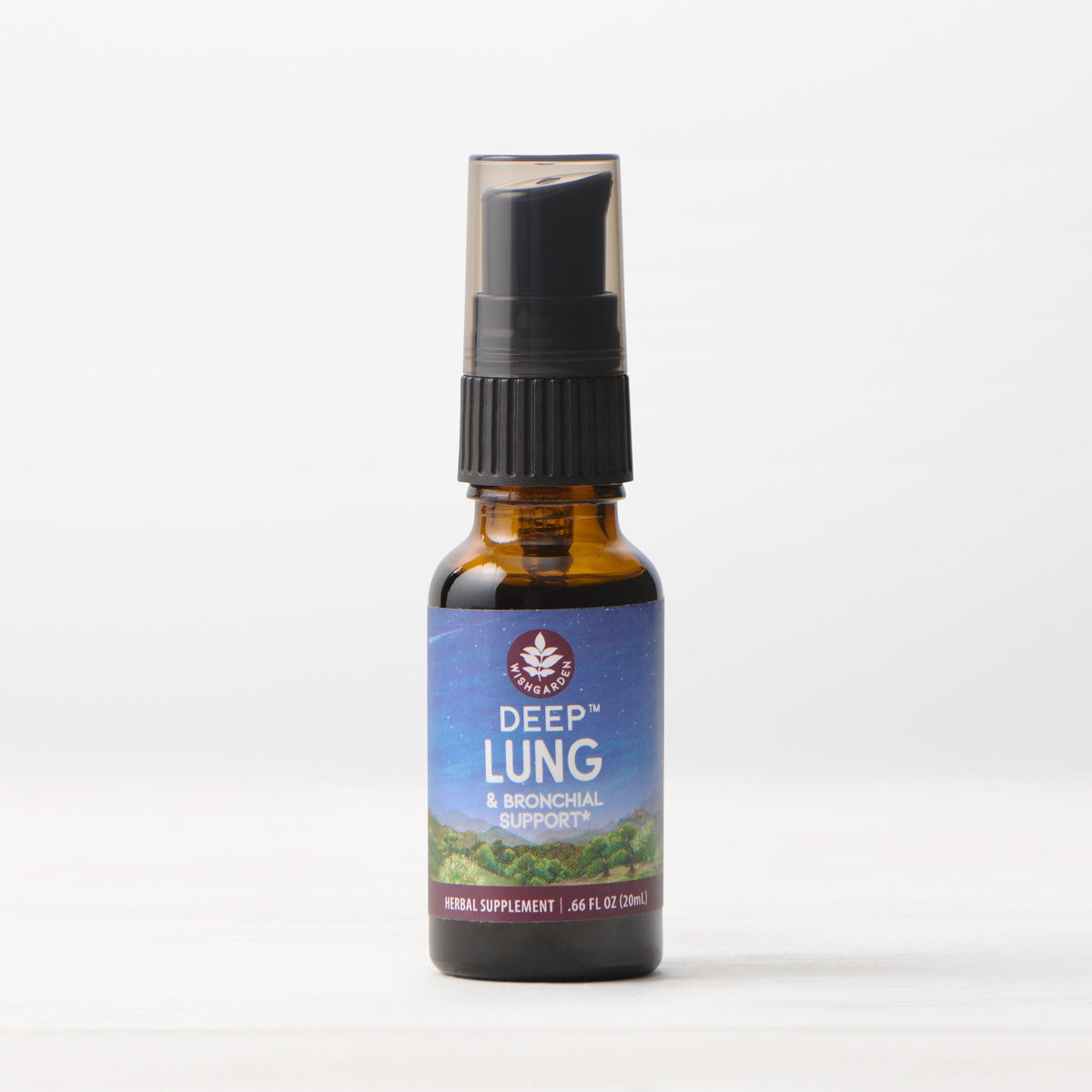 Deep Lung herbal supplement bottle with black spray cap