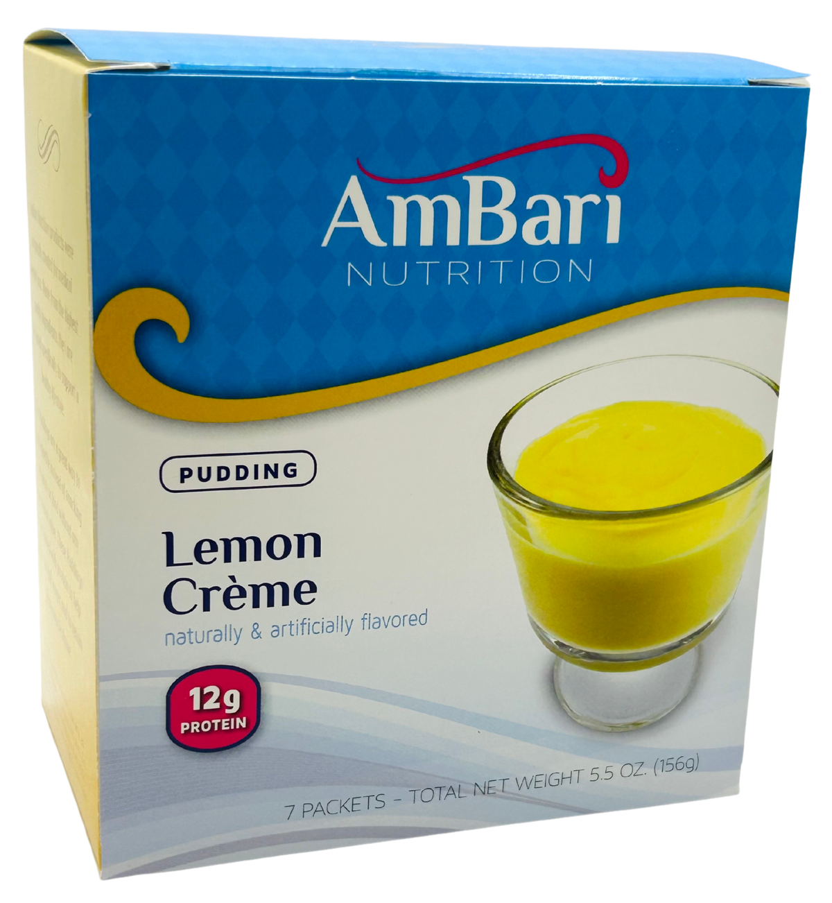 AmBari Nutrition lemon crème pudding mix box