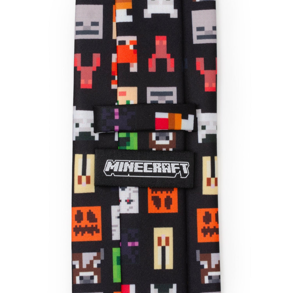 Black men's tie with pixel character pattern and 'MINECRAFT' label near the knot