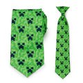 Green pixel camouflage tie set with two matching neckties, pointed ends