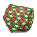 Green patterned necktie with red TNT and cube blocks, folded roll style