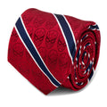 Men's Spider-Man striped tie in red with navy and white diagonal stripes