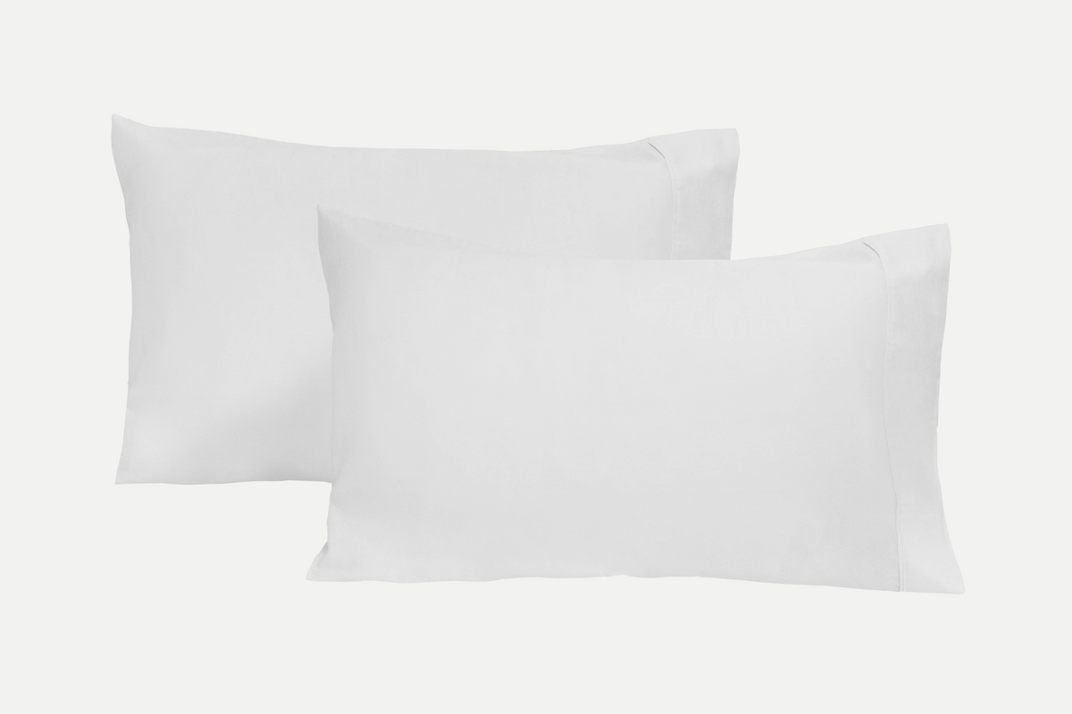 Organic sateen pillowcases, pure white, two rectangular shams