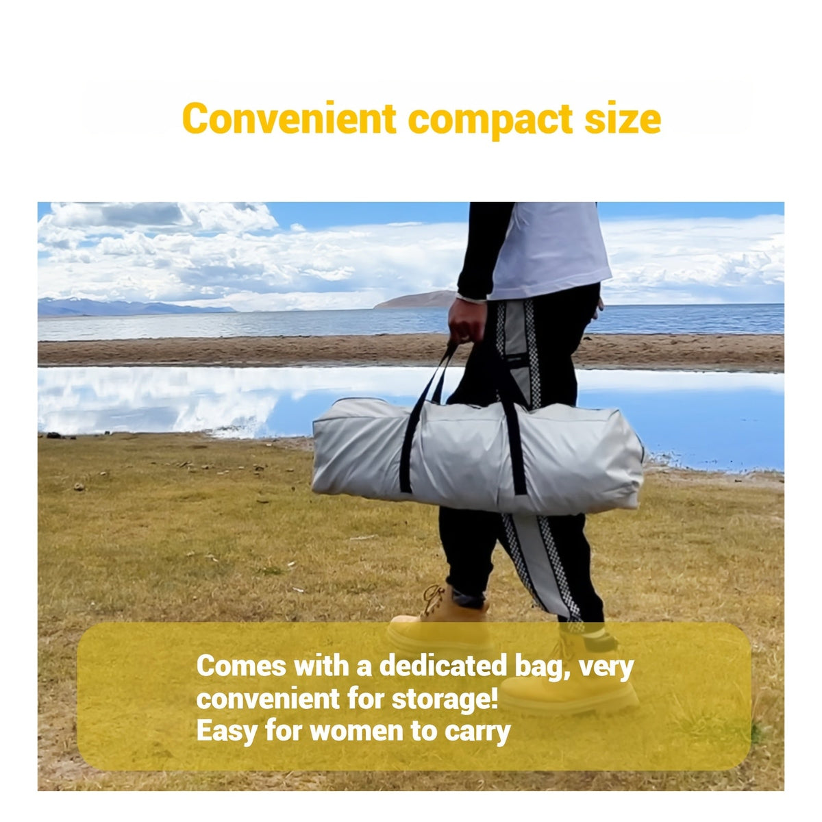 Camping tent carry bag with handles and strap, designed for compact storage and transport