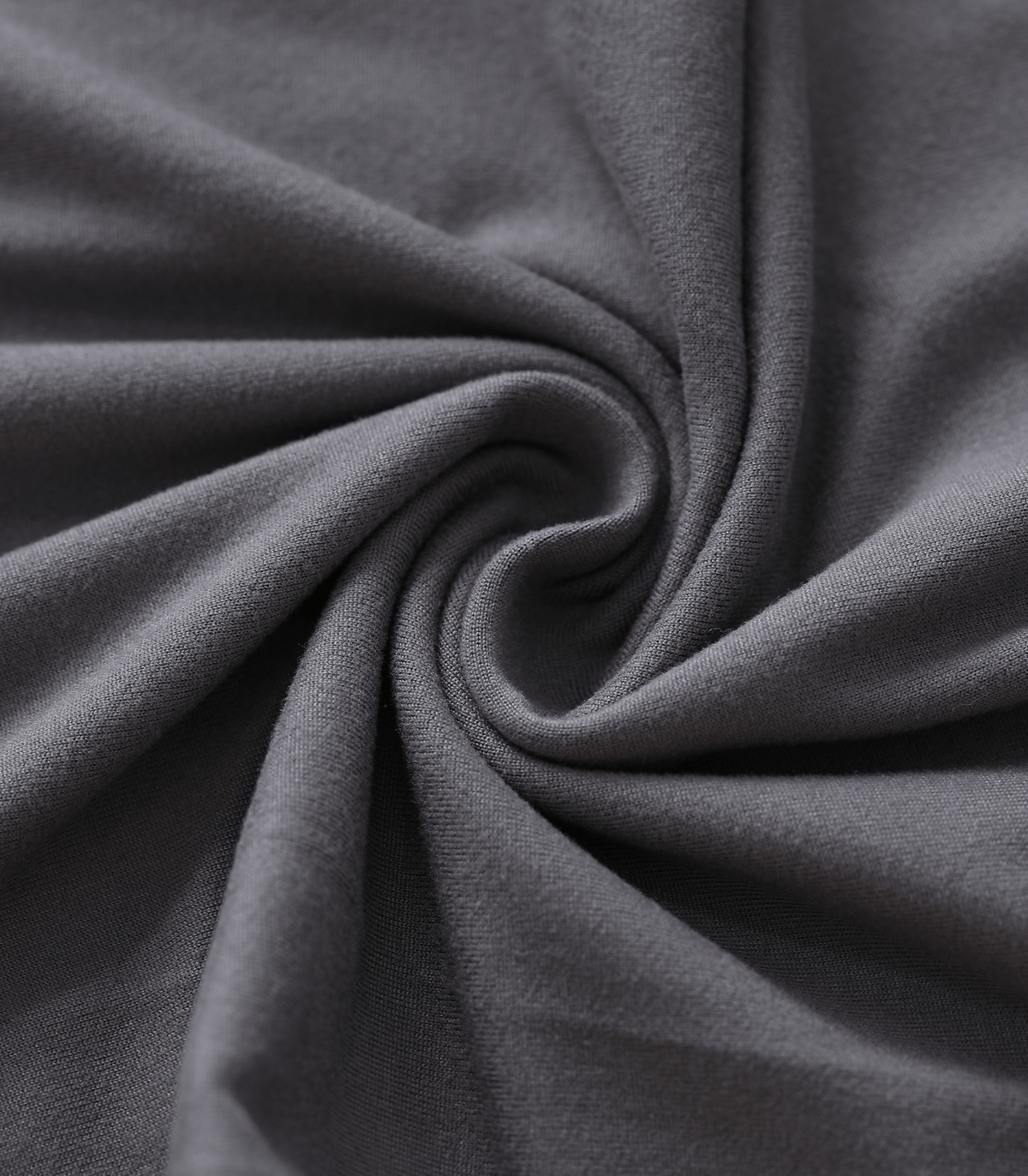 Gray maternity trouser fabric close-up with smooth knit texture