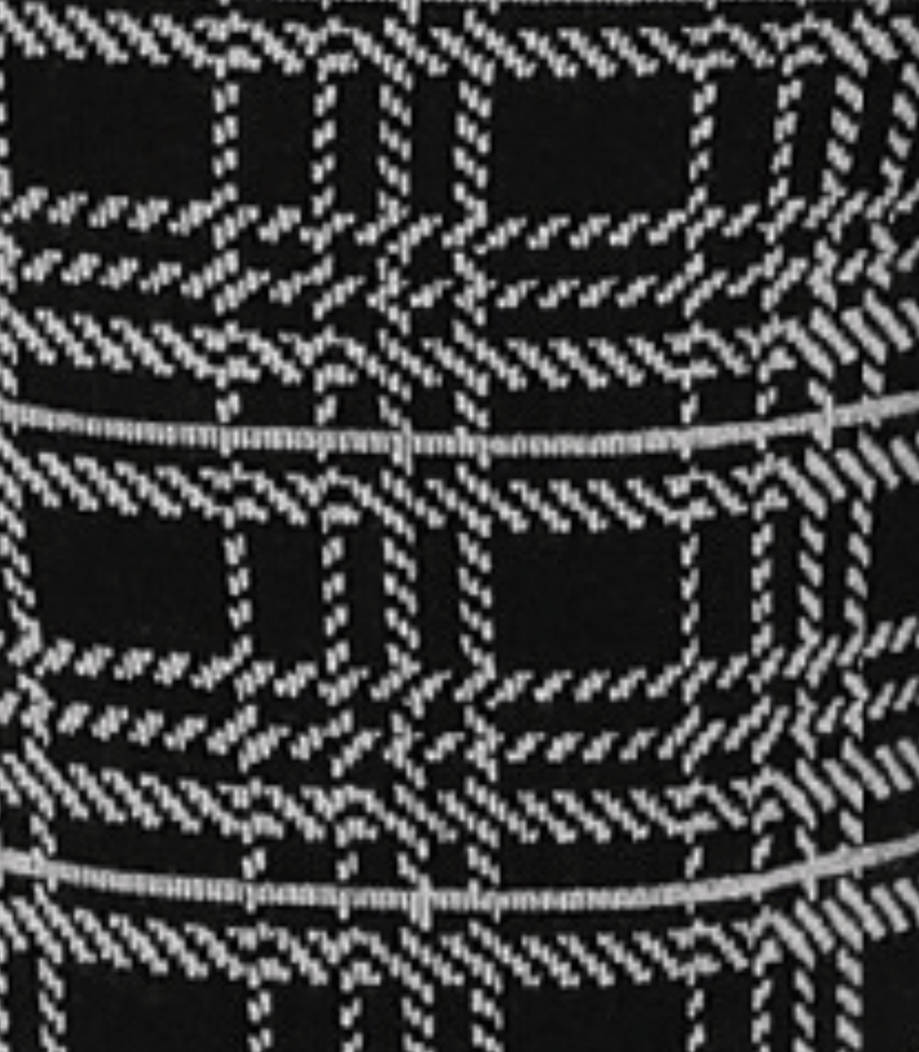 Maternity trouser pant black-and-white plaid fabric close-up with woven pattern