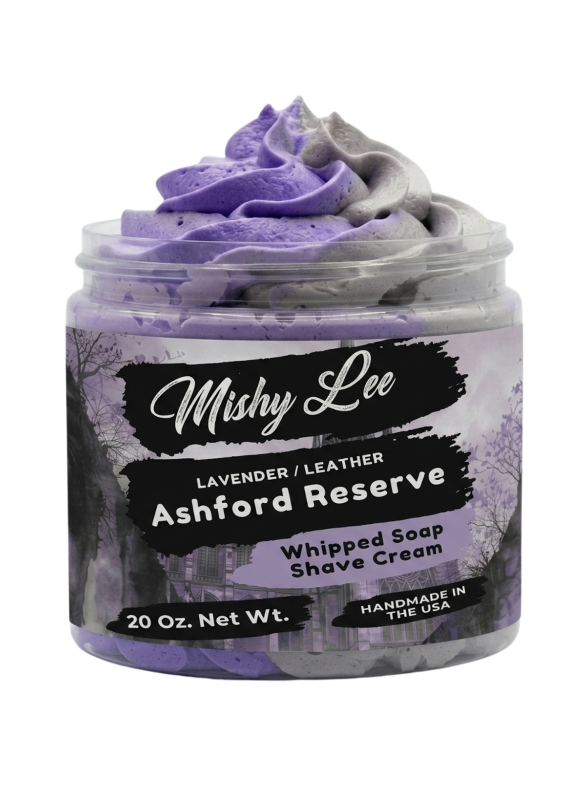 Ashford Reserve whipped soap/shave cream jar with purple and gray swirls, 20 oz net wt