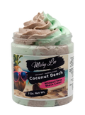 Whipped soap and shave cream jar with mint and brown swirl scoops