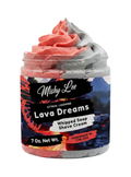 Whipped soap and shave cream jar with red and gray swirl top, Mishy Lee label
