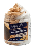 Vanilla baby whipped soap and shave cream jar with beige and white swirls
