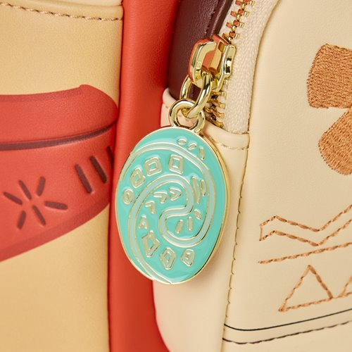 Mini backpack side charm with oval turquoise pendant on gold clasp and zipper pull