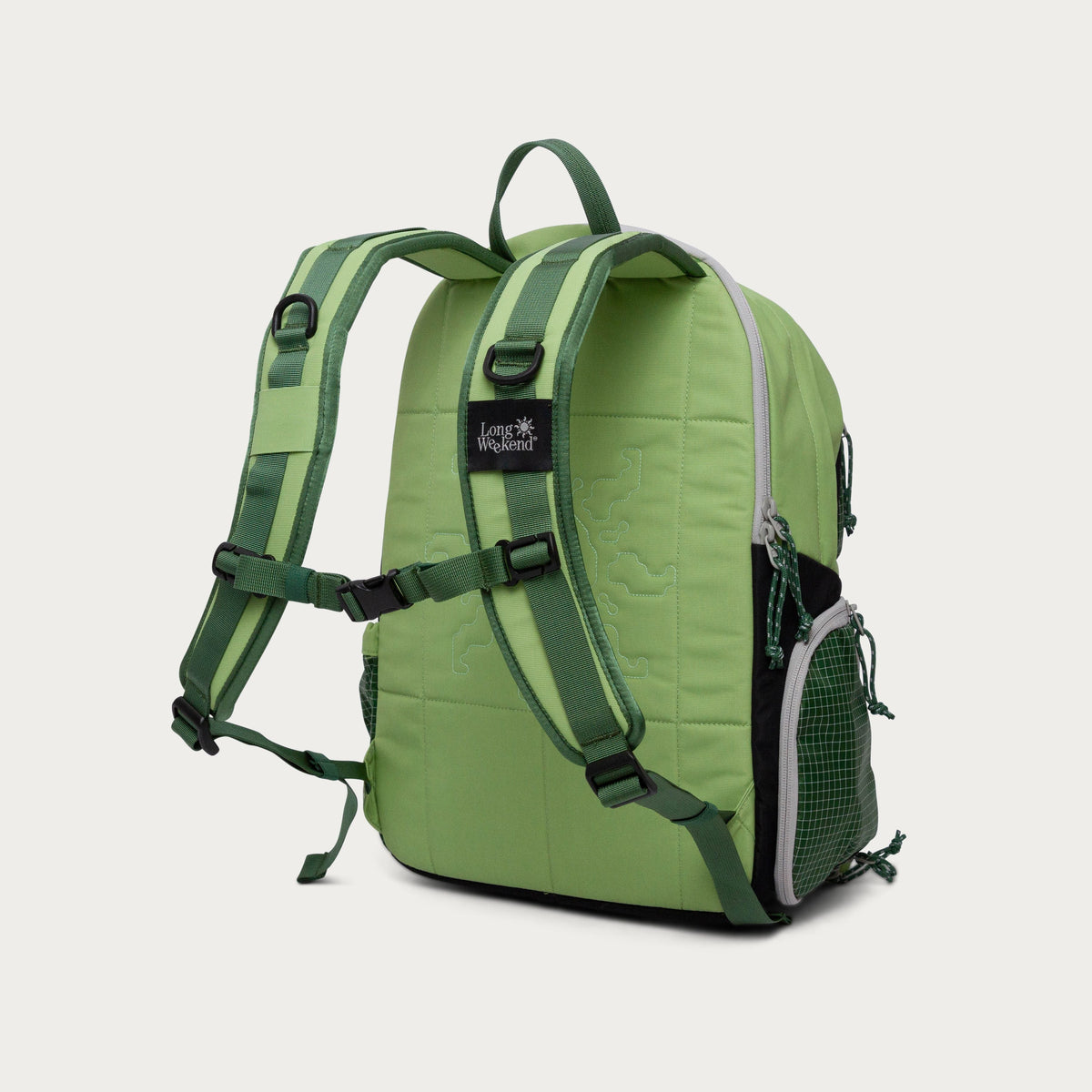 Moss green convertible backpack with adjustable shoulder straps and side pockets