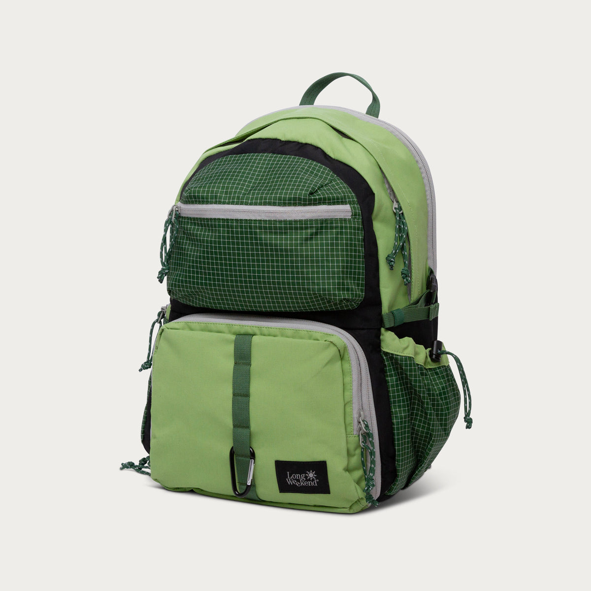 Moss green convertible backpack with front mesh-top pocket and zip compartments