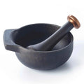 Black enameled cast iron mortar and pestle set, 2-cup capacity