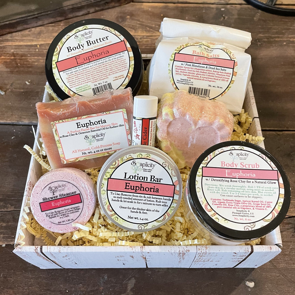 Large gift set with body butter, bath salts, lotion bar, and body scrub (Euphoria)