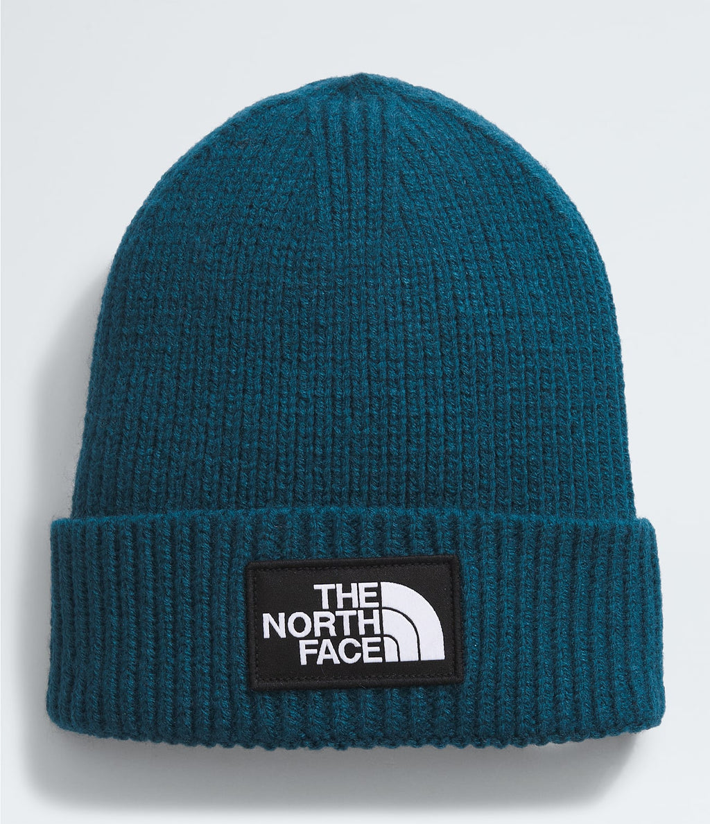 Men’s ribbed cuff beanie in blue knit with The North Face logo patch