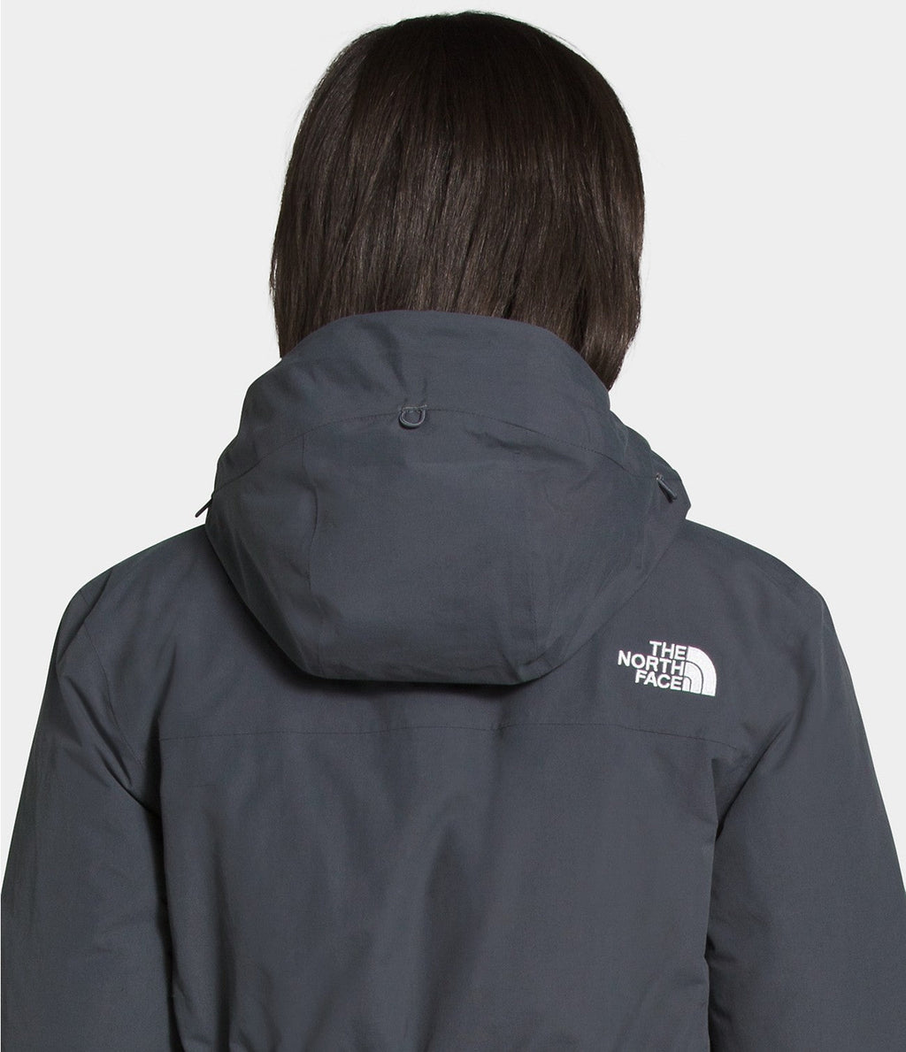 Women's Arctic Parka in dark color, back view with The North Face logo and hood