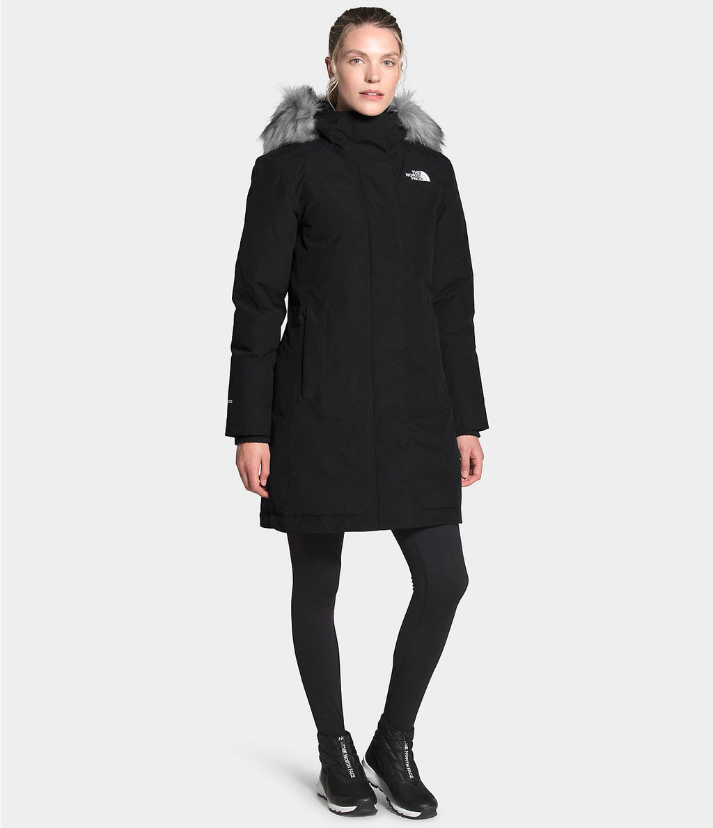 Women’s Arctic Parka in black with faux-fur trimmed hood