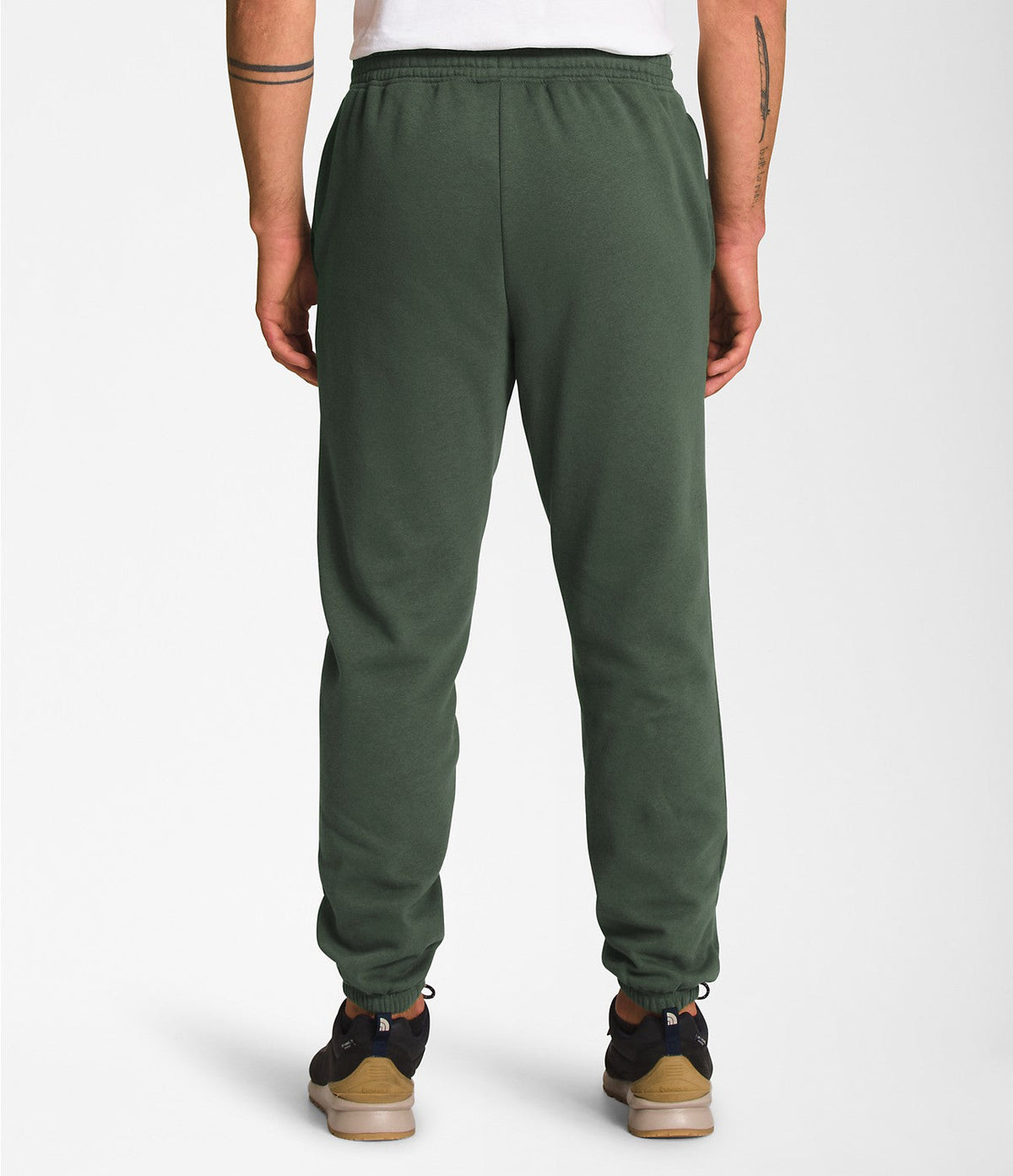 Men's thyme green sweatpants with elastic waistband and tapered ankle cuffs
