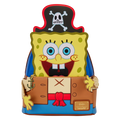 Pirate-themed mini backpack with cartoon skull patch and Spongebob front panel