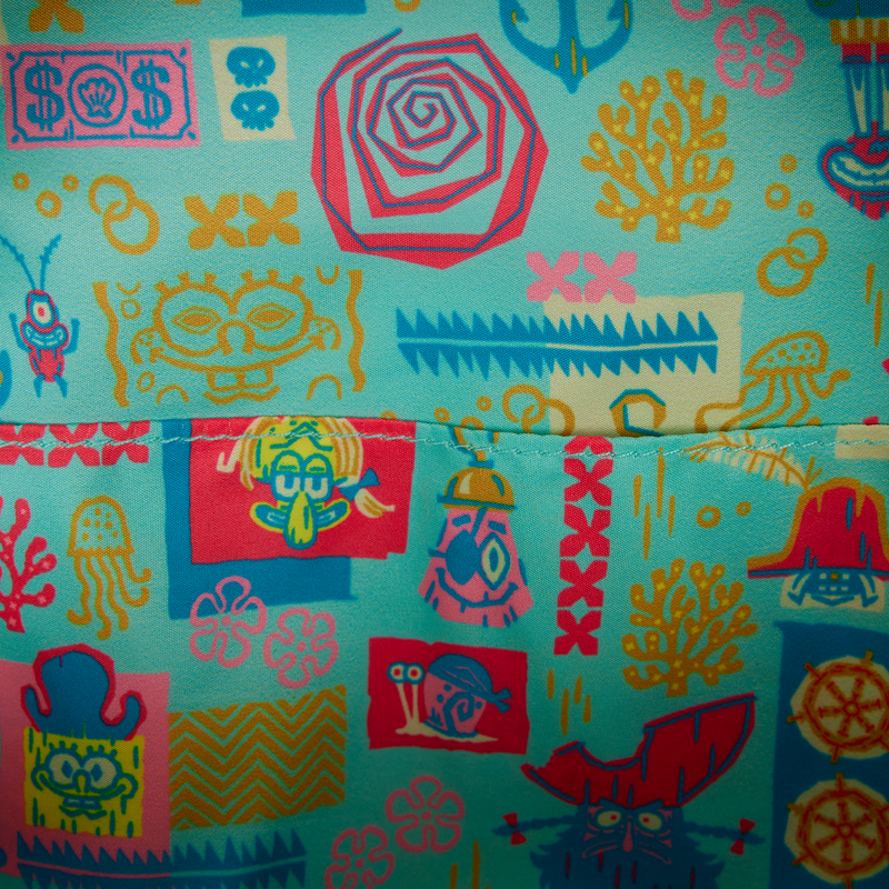Colorful sea-creature patterned fabric lining for mini pirate backpack