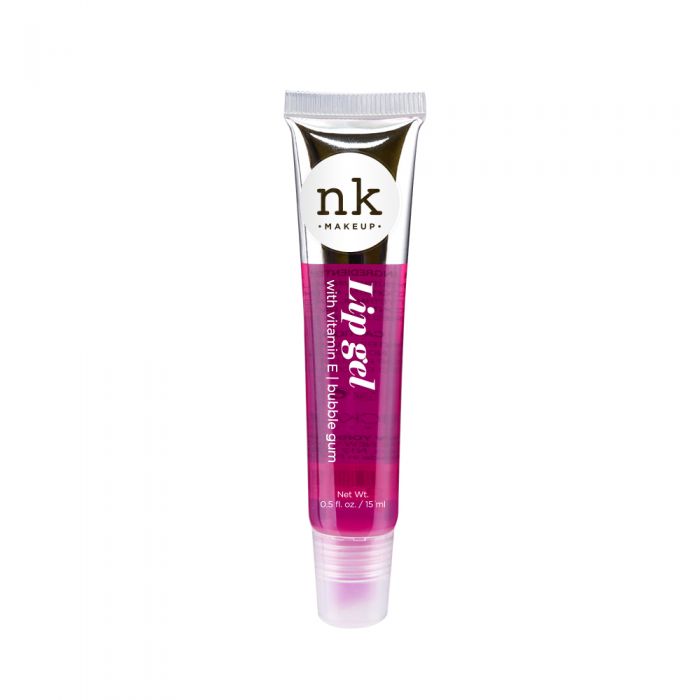NICKA K lip gel in bubble gum pink, clear squeeze tube with ridged cap