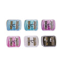 NICKA K manual pencil sharpener set with clear bodies in blue, pink, purple, white, and black