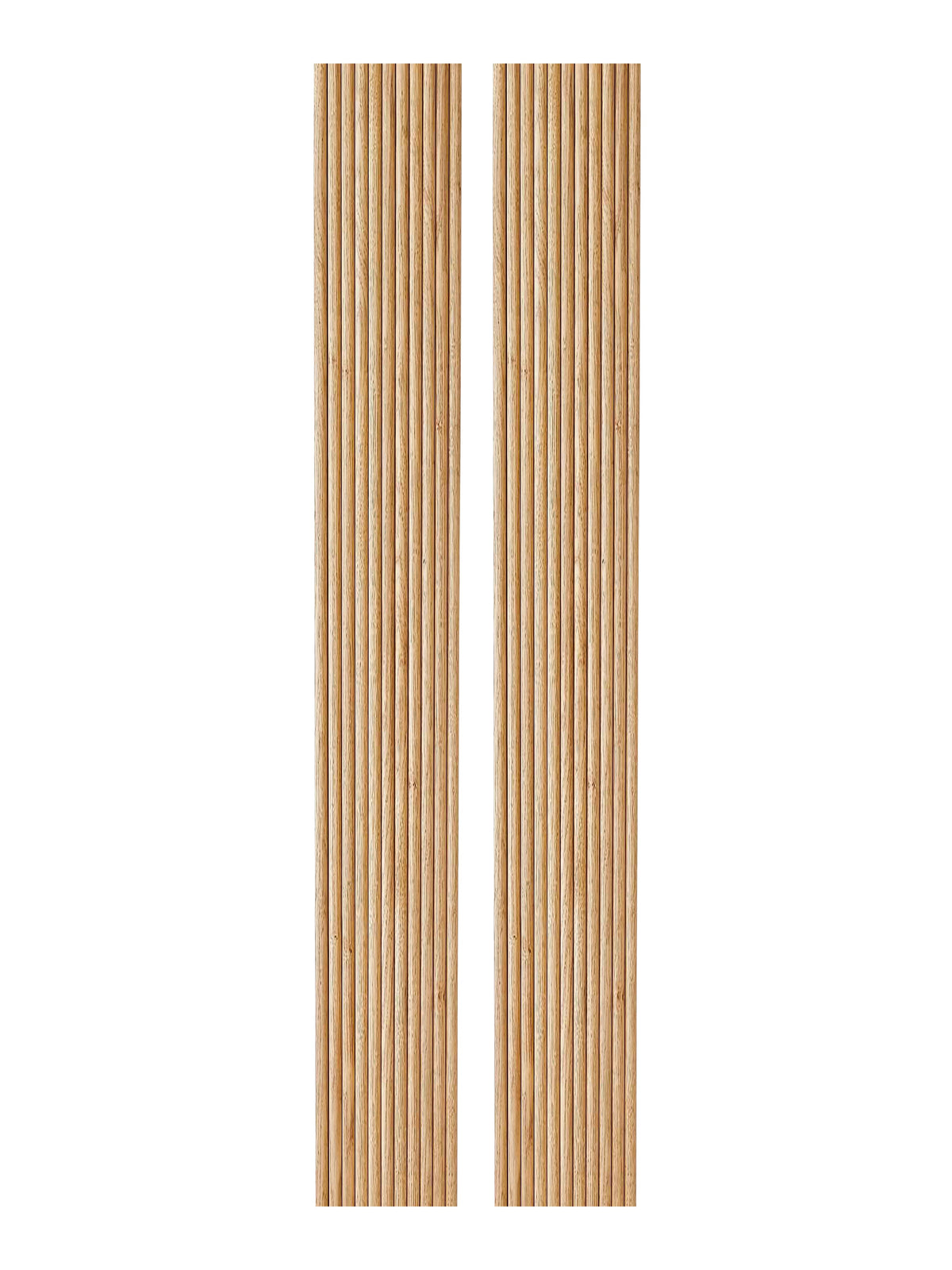 Set of two natural fluted wall panels with vertical ribbed slats