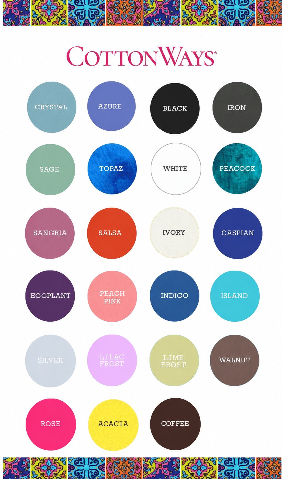 CottonWays tunic color swatches layout showing circular color options