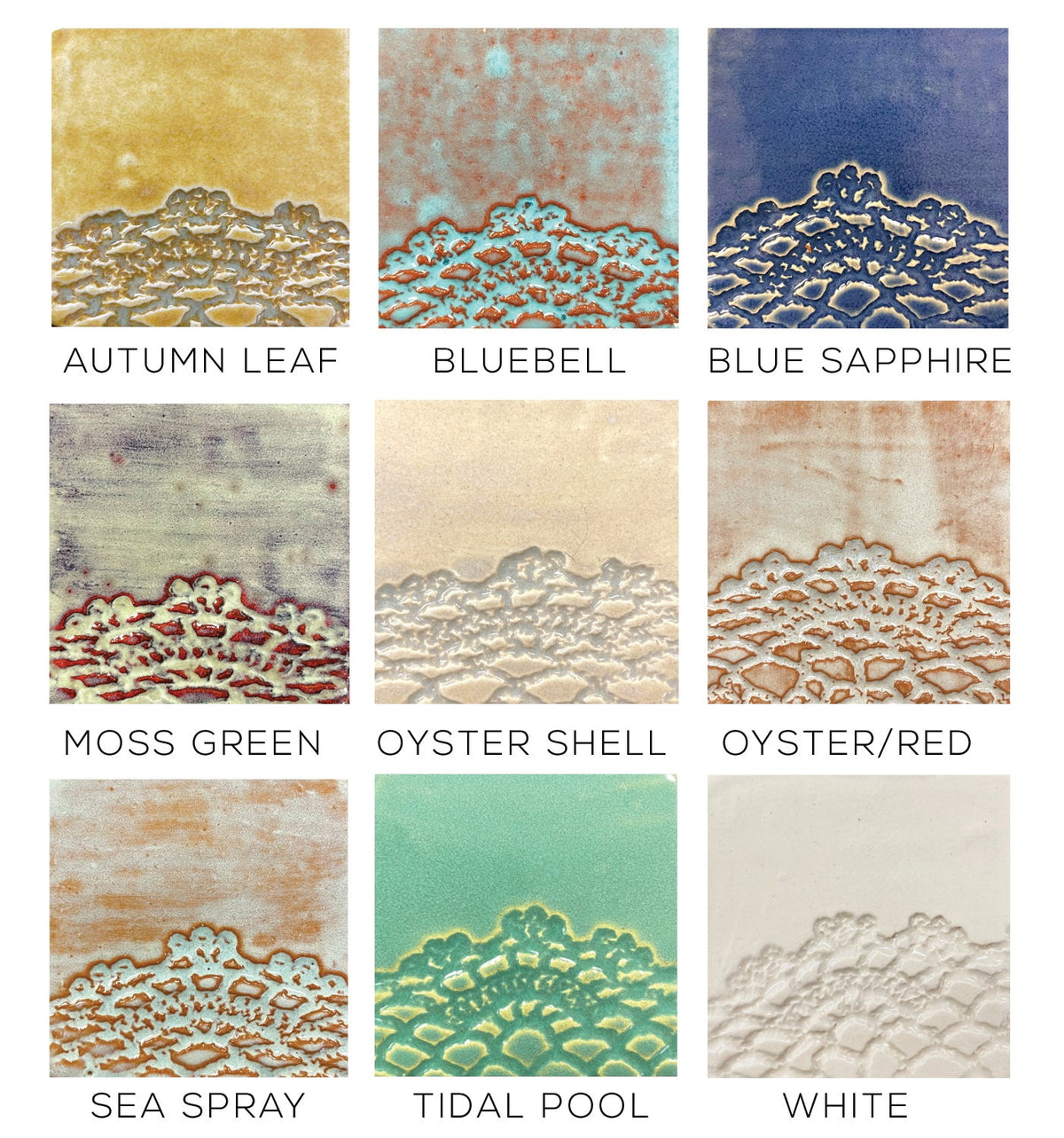 Color options for leaf-shaped dish shown in swatch grid: autumn leaf to white