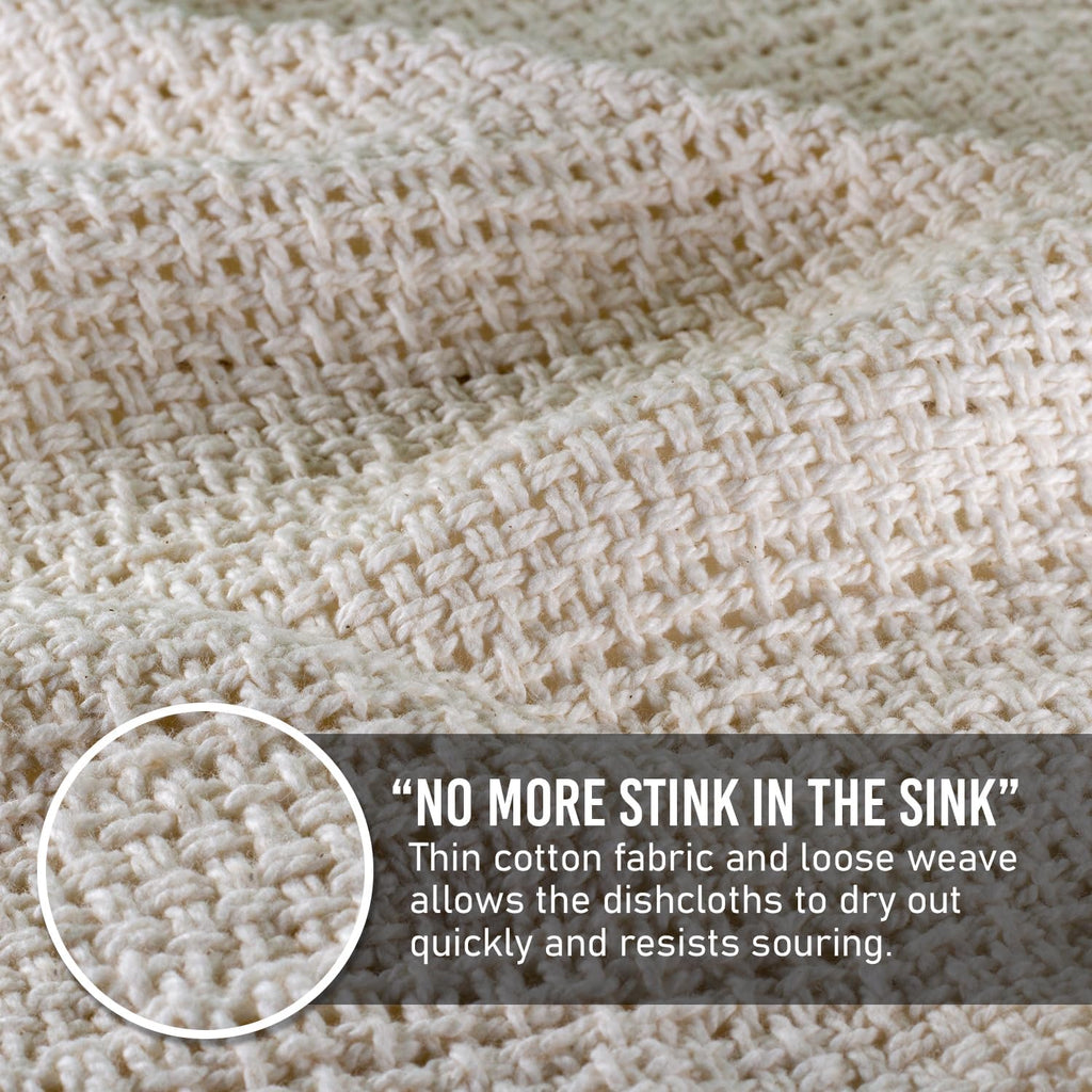 White cotton dishcloth fabric, textured weave for 11" x 11" use