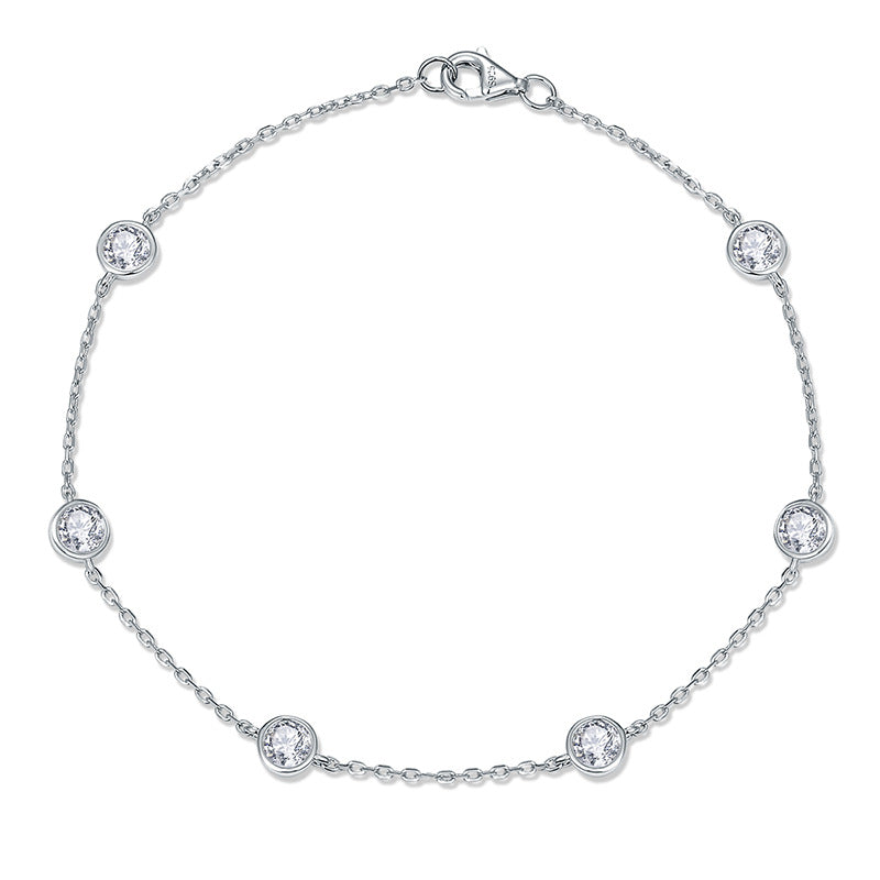 Moissanite bubble necklace featuring round stones on white gold-tone chain
